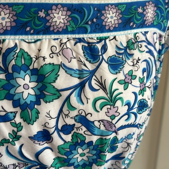 Talbots Blue and White Floral Square Neck Midi Dress Flutter Sleeves -NWT- 14P - Picture 5 of 11